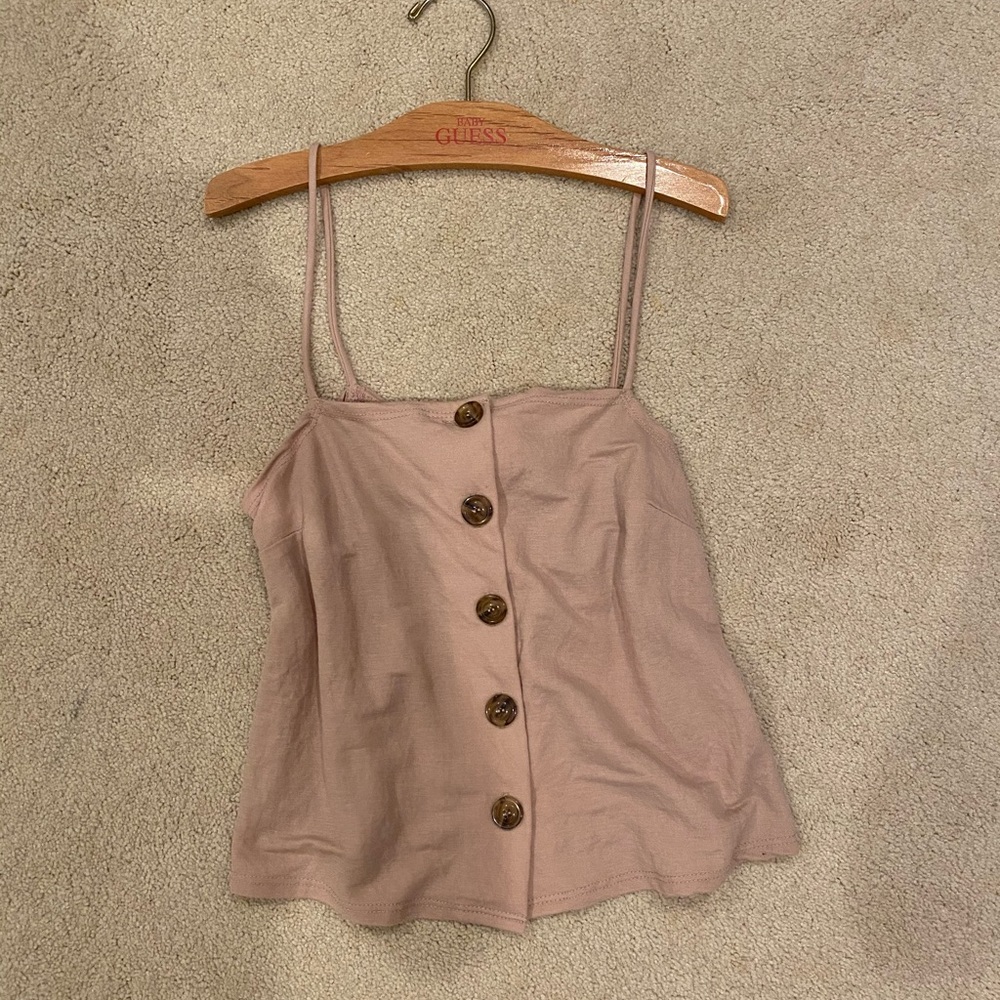 Topshop button up tank top in pale pink